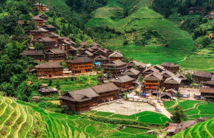 Dazhai China kleine Häuser