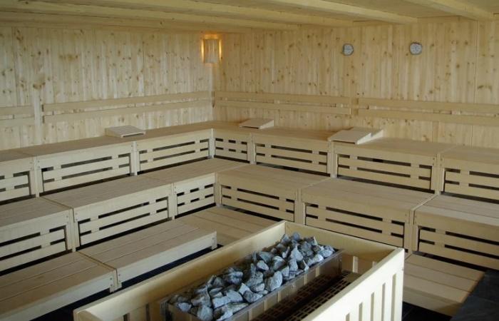 Innenansicht einer Sauna. Kuriositäten über Finnland
