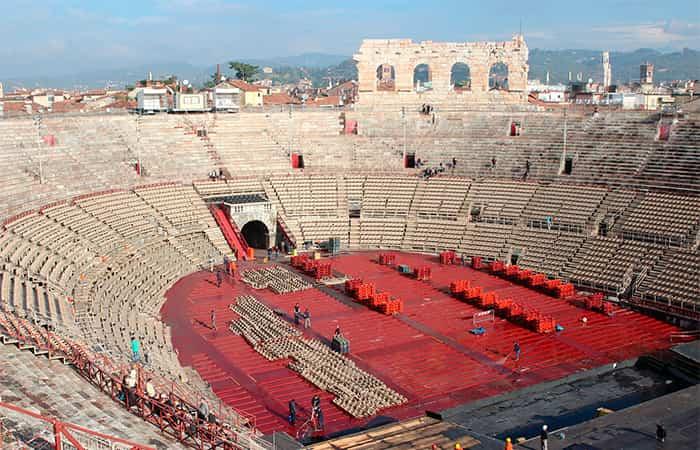 Verona mit Kindern, Amphitheater Arena