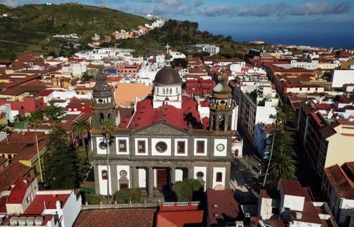 Luftaufnahme von San Cristóbal de La Laguna, Teneriffa. Städte und Stadtteile Spaniens, die zum UNESCO-Weltkulturerbe gehören