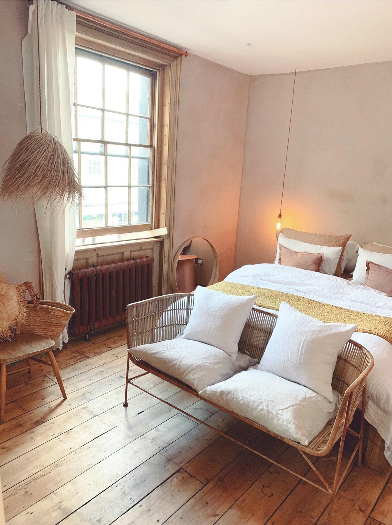 The chic master bedroom at The Hydeaway